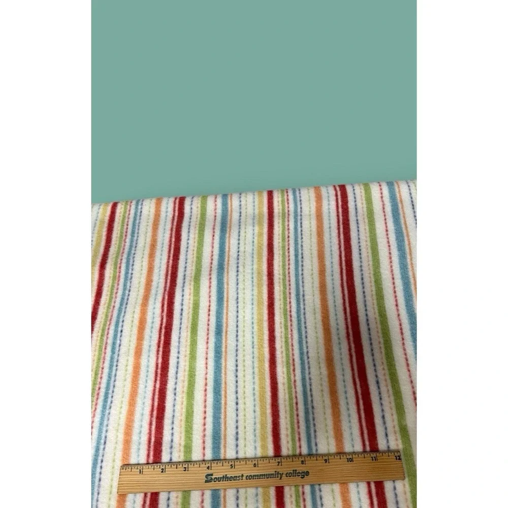Quilt Craft Sewing Material Fleece Fabric Multicolor Stripe Blue Red Green White